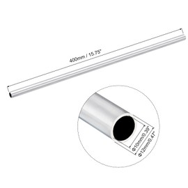 uxcell 6063 Aluminum Round Tube, 12mm OD 10mm Inner Dia 400mm Length Pipe Tubing for Industry DIY Projects