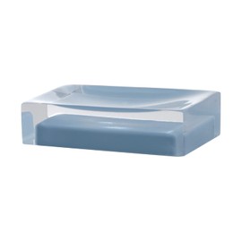 Gedy Auckland, Dimensions and Weight: 3 x 11 x 7 cm & 0.15 kg, Solid Soap Dish Made of High Quality Clear Resin, Light Blue, Design R&S Handmade, 2 Year Guarantee, Unica