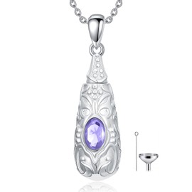 Seiyang Urn Necklace for Ashes 925 Sterling Silver Cremation Necklace with June Alexandrite Birthstone Memorial Cremation Jewelry for Women Loved One