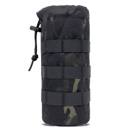 XoeLLe Bottle Holder Backpack, Molle System Bottle Bag, Tactical Nylon Drink Holder with Drawstring, Foldable Mesh Bottle Holder for Travel, Fishing, Hunting, Hiking, Outdoor Activities (Black B)