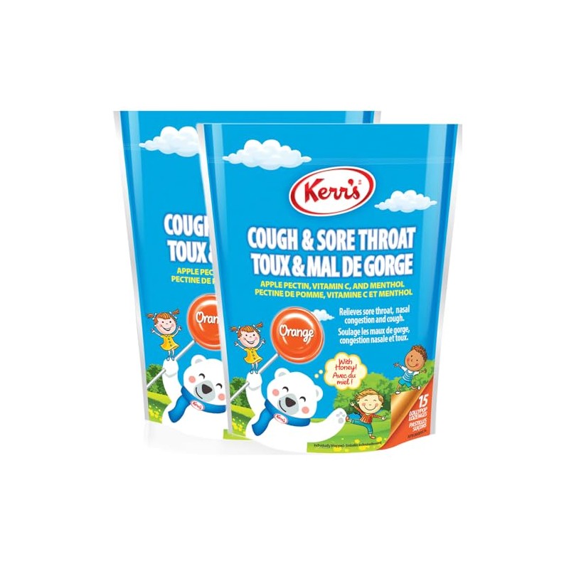Kerr's Orange lollypop 15 - Cold and rough throat pack
