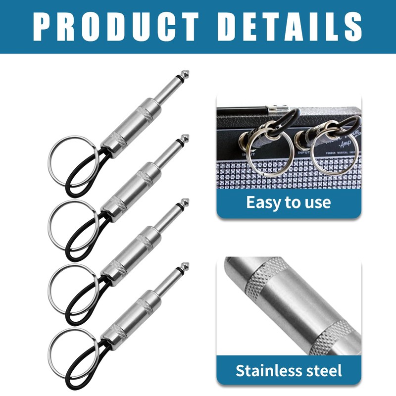 Toumett 4 Pcs Guitar Plug Keychain for Key Holder for