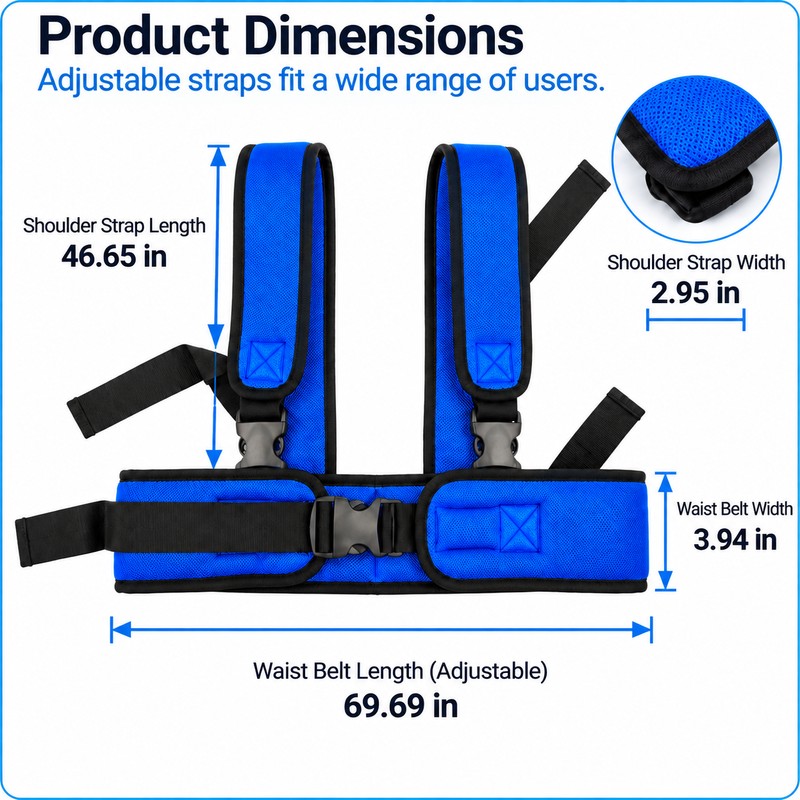 Adjustable Wheelchair Shoulder Harness with Breathable Padded Straps for Everyday