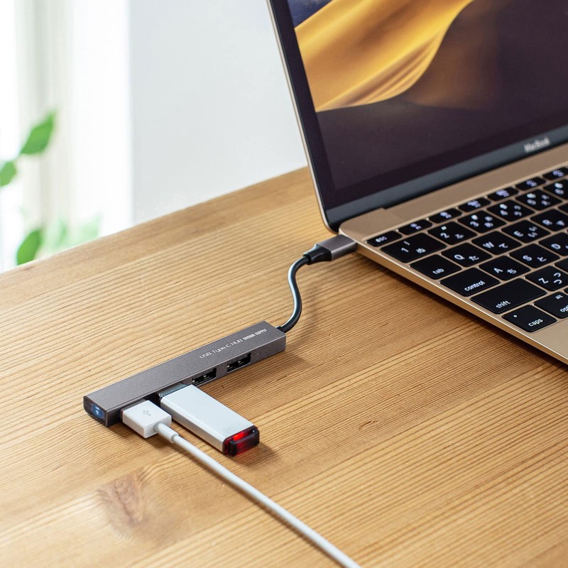 Sanwa Supply USB Type-C USB 2.0 4 Port Slim Hub