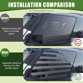 Qyebbk 2PCS Rear Window Decals for 2010-2024 Toyota 4Runner 5th Gen Back Window Glass Side US Flag Sticker for 4 Runner SUV Exterior Accessories Matte Black(American Flag)