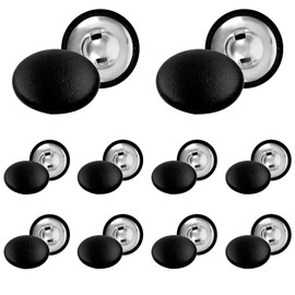 10-Pack 20mm PU Leather Buttons with Metal Shank, PU Round Sewing Buttons for Coat Repair, Handbag Making & Craft Embellishments, Black (Black,20mm)