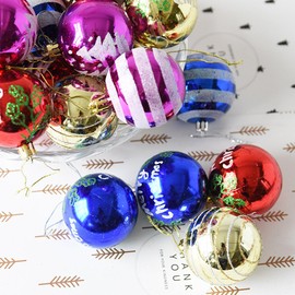 オーナメント クリスマス ボール 24個セット 6cm北欧 かわいい おしゃれ 華やか クリスマスツリー 装飾 球形 christmas Xmas ornament 飾り付け 雑貨 レッド ゴールド ブルー パープル (ブルー)