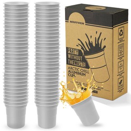 MXOYOXM 60 Pcs 16 oz Aluminum Drinking Cups,Reusable Metal Cups,Silver Aluminum Party Cups Beer Cups Suitable for Family Gatherings,Entertainment Parties
