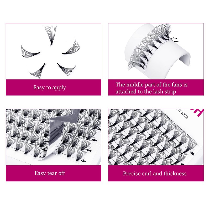 Volume Eyelash Extensions 14D 0.07mm D Curl 14mm Premade Fans