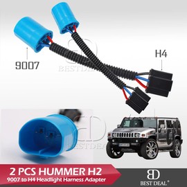 H2 Headlight Adapter - 9007 Male to H4 Female Extension Conversion Harness Adapter 9007/H4 Conversion Wire for Hum-mer H2 Headlight