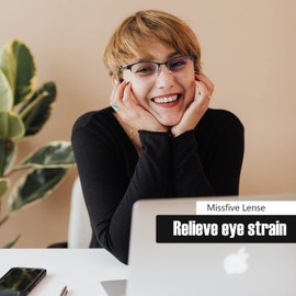 Missfive 2 Pack Women Progressive Multifocus Reading Glasses, No Line Blue Light Blocking Spring Hinge Readers Lightweight Multifocal Computer Cateye Eyeglasses(Workspace For Near Range 3.0x)