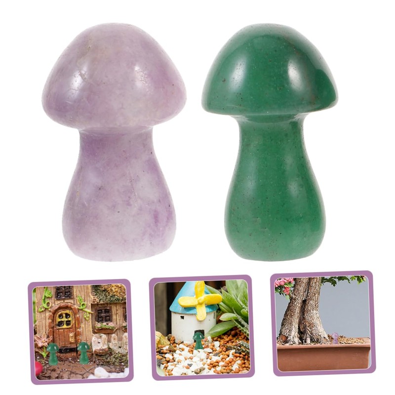 Outanaya Realistic Stone Mushroom Sculptures 4 Pack Mini Mushroom Statues