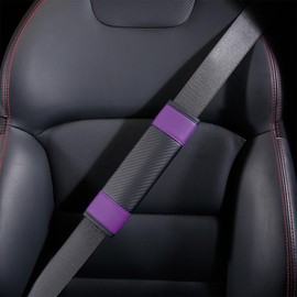 CGEAMDY 2 Stück Auto Sicherheitsgurt Pads, Abnehmbare Sicherheitsgurt Schulter Protector, Leder Sicherheitsgurt Schulterpolster Für Erwachsene(Lila Schwarz)