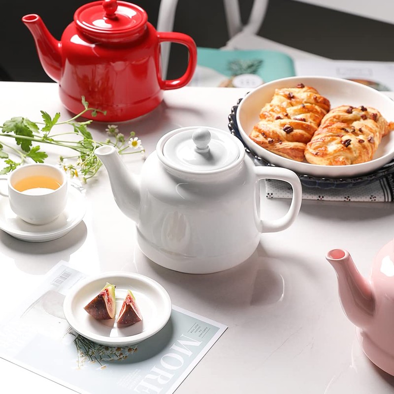 Sweejar 35 oz Porcelain Tea Pot, Teapot with Removable 18/8