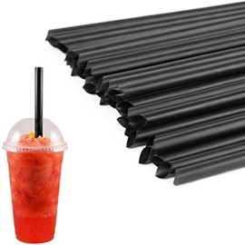 GARCIAS 100 Pzs Pajitas para beber envueltas individualmente, pajitas para batidos de servicio de alimentos, 10 mm de ancho, 210 mm de largo, pajitas de Boba para batidos, té (Negro 100pcs)