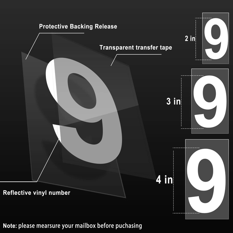 Mailbox Numbers for Outside, 50 Pcs Reflective Number Stickers with