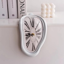 Petilleur Creative Dali Watch Melting Clock Surrealistic Table Shelf Desk Fashion Melted Clock Salvador Dali Distorted Clock Home Decoration (White)