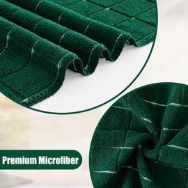 Homaxy Microfiber Kitchen Towels and Dishcloths Set, 12 Pack Soft and Absorbent Dish Hand Towels Bulk, 28 x 16 Inch & 12 x 12 Inch Quick Drying Rags for Washing Dishes, Dark Green
