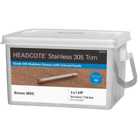 Headcote 7 x 1-5/8" - 34 Brown - Stainless Steel Trim Head Deck Screws - 350 pc. Deck Pack for 100 Sq. Ft. of Decking - STX34T07162