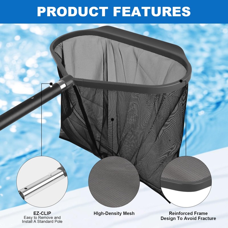 Pool Net Skimmer Heavy Duty, Swimming Pool Leaf Skimmer Net