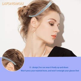 LAYONGMOLI 2 Pack Tortoiseshell Headbands No Compression on Mastoid Bone, Cellulose Acetate Comfortable Coral Hair Bands without Pester with Glasses Feet for Women Men (Pearl white)