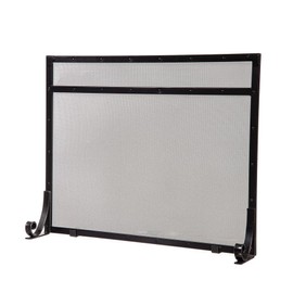 Plow & Hearth Metal Fireplace Screen Classic Black, 39" W x 31" H, Wood Burning Stove Decorative Accessories