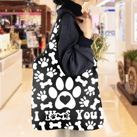 TOBGBE Dog Dad Gifts Puppy Lover Foldable Reusable Grocery Bag Fur Papa Present Idea Pet Lover Owner Birthday Fathers Day (Dog Lover F TE)