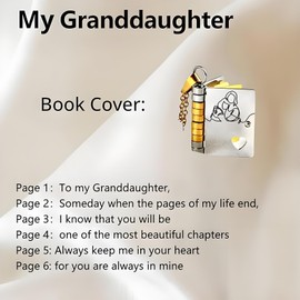 Granddaughter Book Necklace, For Granddaughter - The Most Beautiful Chapter Book Adjustable Silver Gold Book Pendant with 6 Pages Engraved Information Jewelry Gifts from Grandma (to my granddaughter)