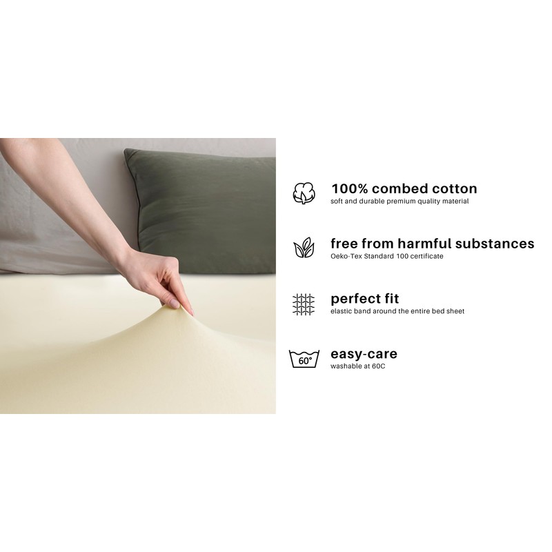 DecoKing Fitted Sheet Double Cotton Jersey Boxspring, Amber Collection, 120x200-140x200