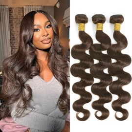 DSEKCAIN 4# Body Wave Bundles Human Hair Chocolate Brown Color Body Wave Bundle 100% Real Human Hair And True To Length 10 12 14 Inch 3 Pcs/Pack