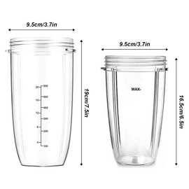 Sonhomay 7pcs Nutri- bullet Blender Cups& Blade Replacement Set 32oz Huge Cup with 1 Flip- Top To- Go Lid and 1 Lid Ring& Premium Extractor Blade with Compatible with Nutri- Bullet 600w/ 900w Blender