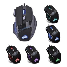 Ecoshopmaster Mouse Gamer Óptico USB Dragón con Luz Led RGB 5500 dpi