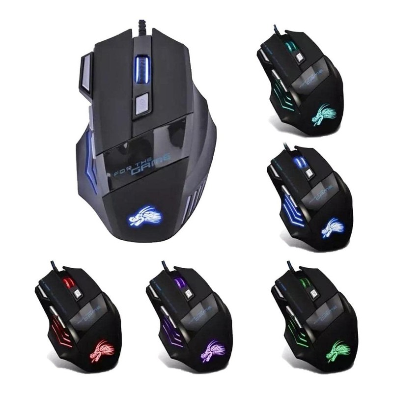 Ecoshopmaster Mouse Gamer Óptico USB Dragón con Luz Led RGB