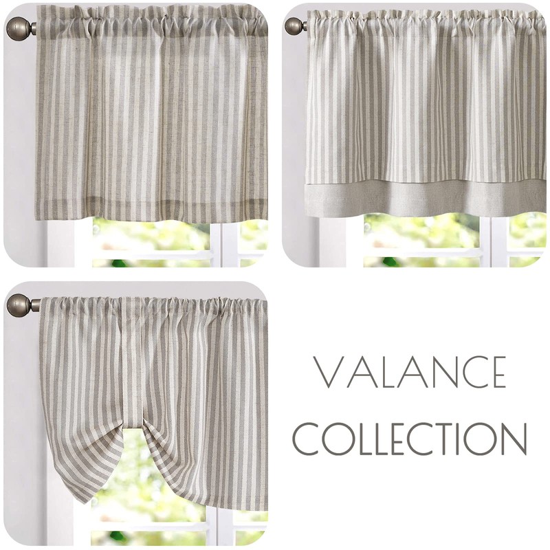 jinchan Linen Valance Curtain Striped Valance for Windows 18 Inch
