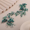 Teyglen Green Crystal Bride Flower Wedding Hair Vine Handmade Rhinestone