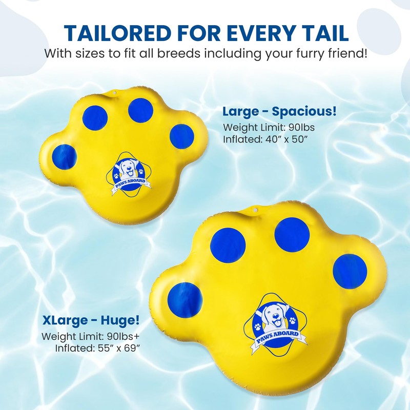 Paws Aboard Doggy Lazy Raft, Puncture Resistant Vinyl Dog Float,