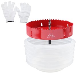 Geesatis 6-1/2 Inch Bimetal Hole Saw, Hole Cutter with Dust Bowl Catcher, Handy Hole Saw Kit Set for Metal, Wood, Plastic Cutting, Drywall, PVC Boards, Fiberglass and Vent Pipes