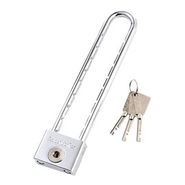 Keyed Long Padlock, 1.5-inch Solid Brass, Removable and Adjustable Length Latch, for Bicycle Lock, cabinets, and Gates
