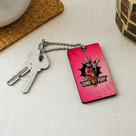 GRAPHICS & MORE Power Rangers Dino Fury Pink Ranger Wood Wooden Rectangle Keychain Key Ring