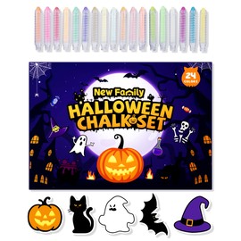 NewFamily Halloween Dustless Chalk Set, Non-Toxic Washable 24 Colors Chalk for Kids & Toddlers with Magnetic Boards | Halloween Play