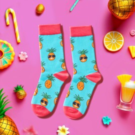 HAPPYPOP Funny Pineapple Gifts Hawaiian Gifts - IVF Gifts Women Fertility Gifts, Novelty Pineapple Socks Fruit Socks Blue