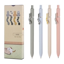 VICO Cute Cat Gel Pens – 4 Pack 0.5mm Fine Point Black Ink, Smooth Quick-Dry Writing Pens for School, Office & Study – Kawaii Aesthetic Stationery Gift