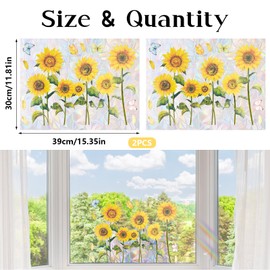 TAIHOBO 2PCS Window Stickers for Glass, Static Double Sided Glass Stickers for Windows, Butterfly Sunflower Window Stickers to Deter Birds, Visible Window Clings for Glass Windows, for Living Room