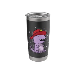 Dino with Fire Fighter Helmet Stainless Steel Insulated Tumbler