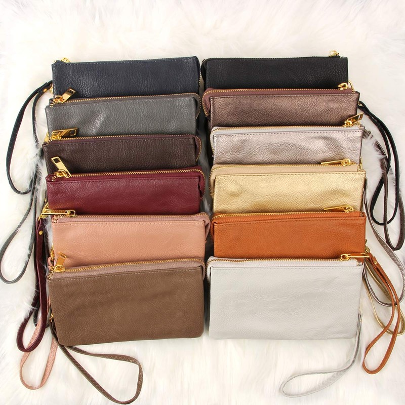 RIAH FASHION Convertible Faux Leather Wallet Purse Clutch - Mini