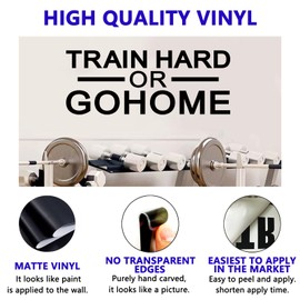 Motivational Quotes Wall Stickers for Gym: Inspirational Positive Vinyl Art Wall Decals for Classroom School Bedroom Living Room - Train Hard Or Go Home 23" X 9"