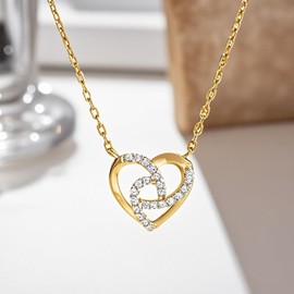 BoutCr Tiny Heart Necklace for Women, 18K Thick Gold Plated Heart Pendant Choker Necklaces Small Love Heart Gold Chain Necklace Dainty Gold Jewelry Valentines Day Gifts for Women