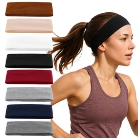 8 Stück Haarband Damen Elastische, Stirnband Damen Weiche Rutschfest Yoga Haarbänder für Damen, Haarband Mehrfarbig Workout Laufen Sport Fitness Gym Stirnbänder