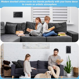 Saillong Doorbell Chime Cover - Universal Decorative Wood Box With Extra Self-Adhesive Tape - Easy to Install for Home (Black)