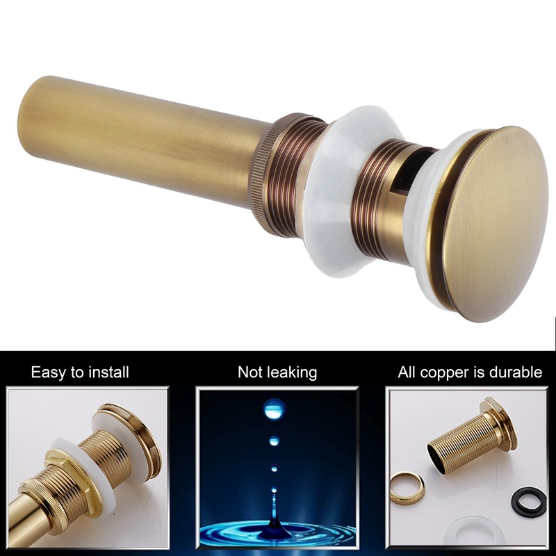 Brass Popup Drain Stopper Bathroom Basin Sink Draining Without Overflow